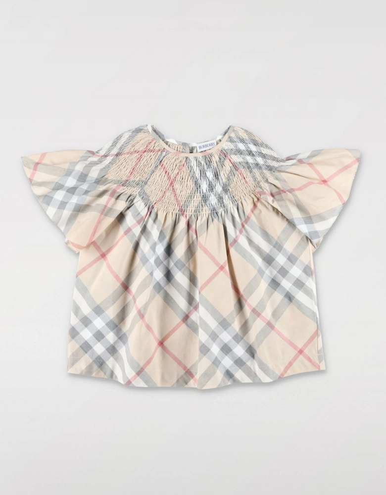 Check Smocked ShortSleeve Top