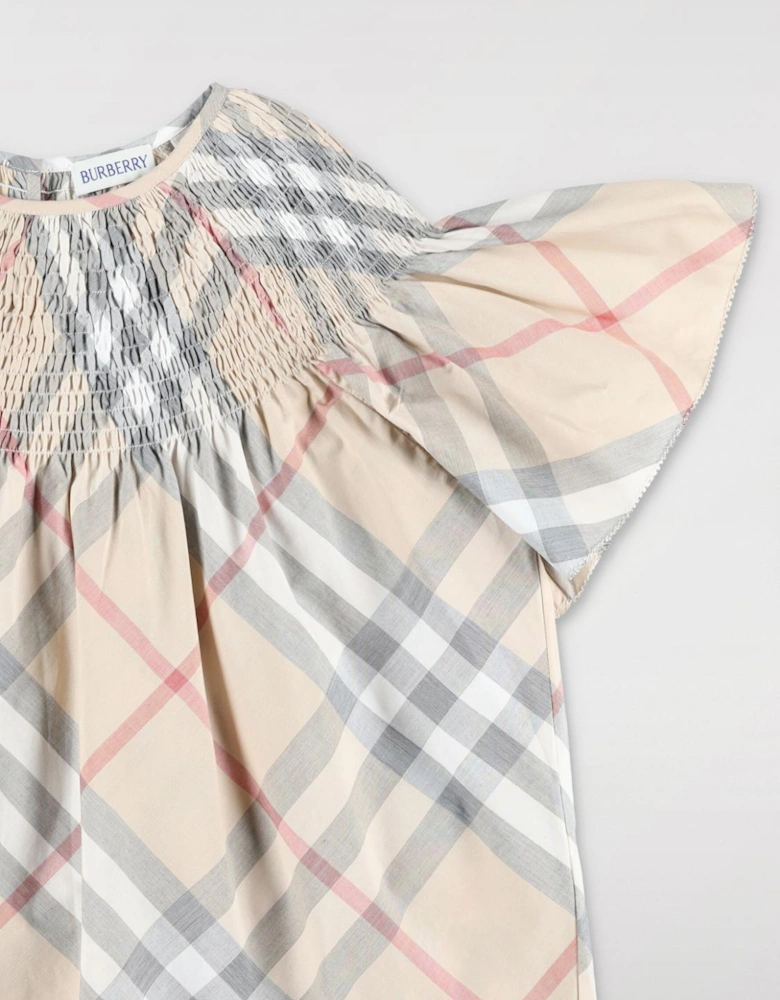 Check Smocked ShortSleeve Top