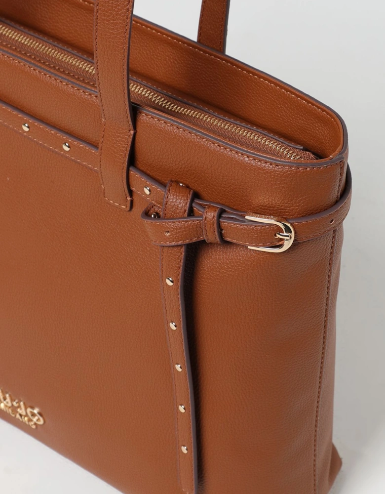 Leather Tote Bag with Belt Detail