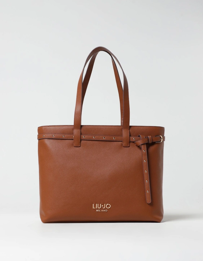 Leather Tote Bag with Belt Detail