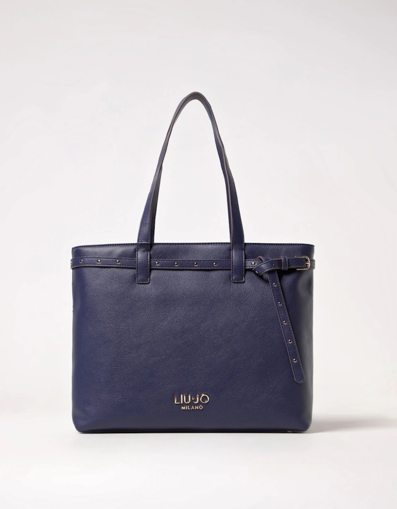 Leather Tote Bag with Belt Detail