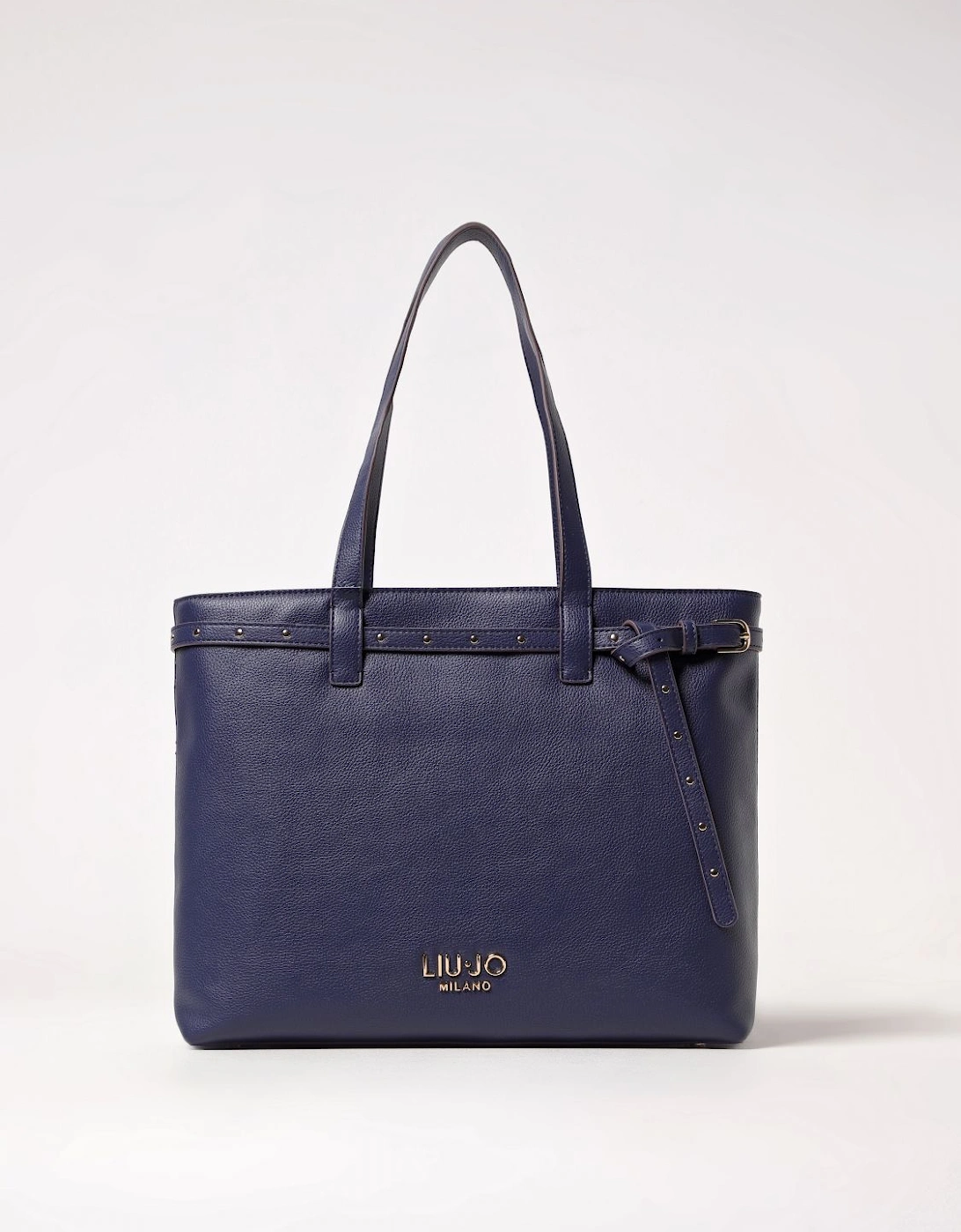 Leather Tote Bag with Belt Detail