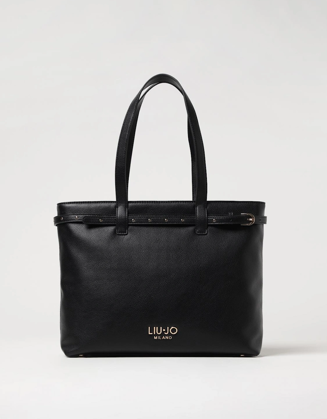 Leather Tote Bag with Belt Detail