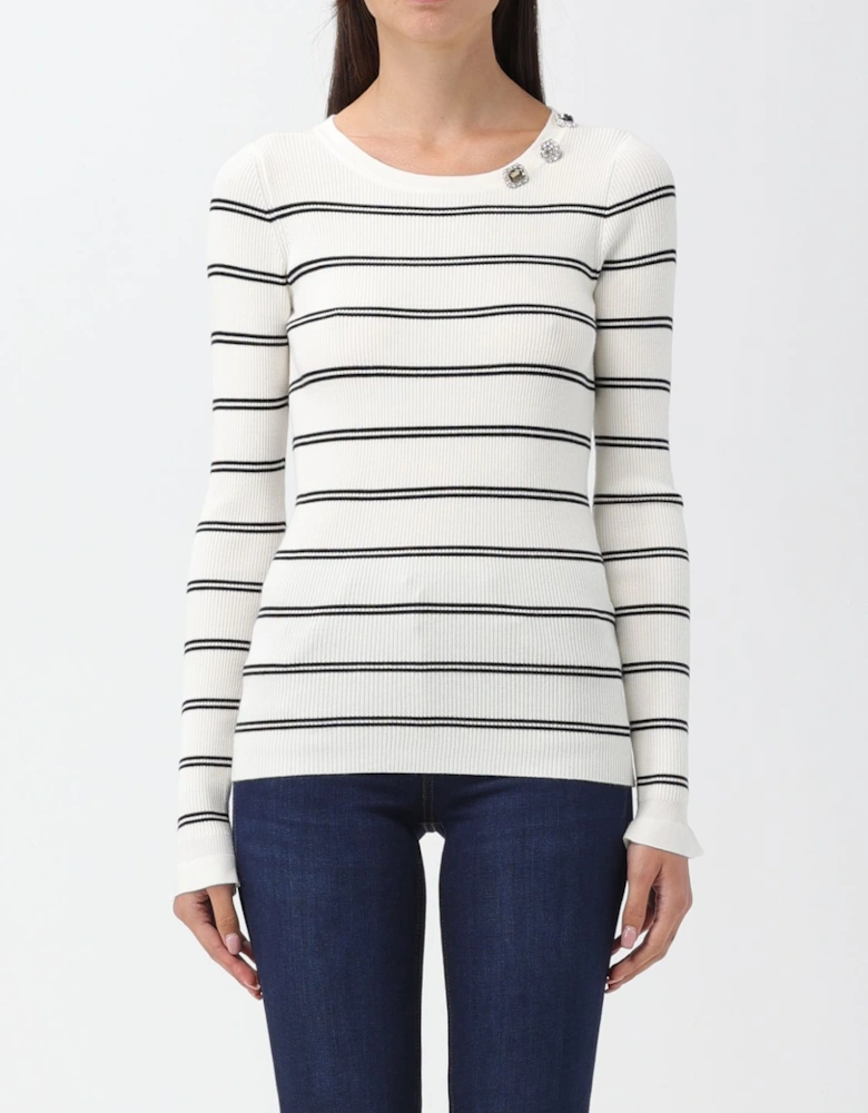 Ribbed Knit Pullover Sweater with Buttons