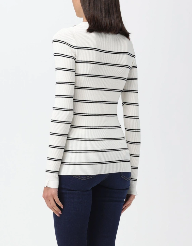 Ribbed Knit Pullover Sweater with Buttons