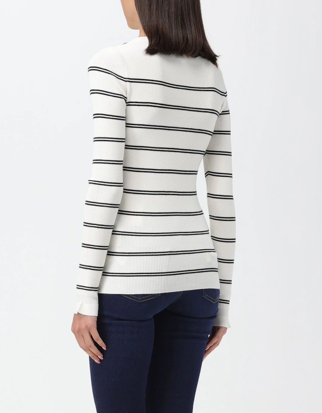 Ribbed Knit Pullover Sweater with Buttons