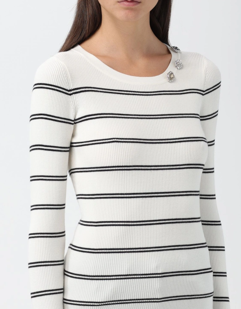 Ribbed Knit Pullover Sweater with Buttons