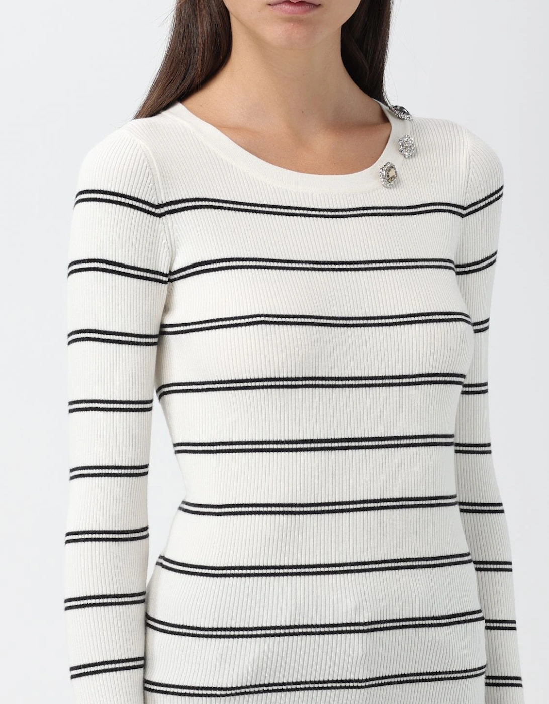 Ribbed Knit Pullover Sweater with Buttons