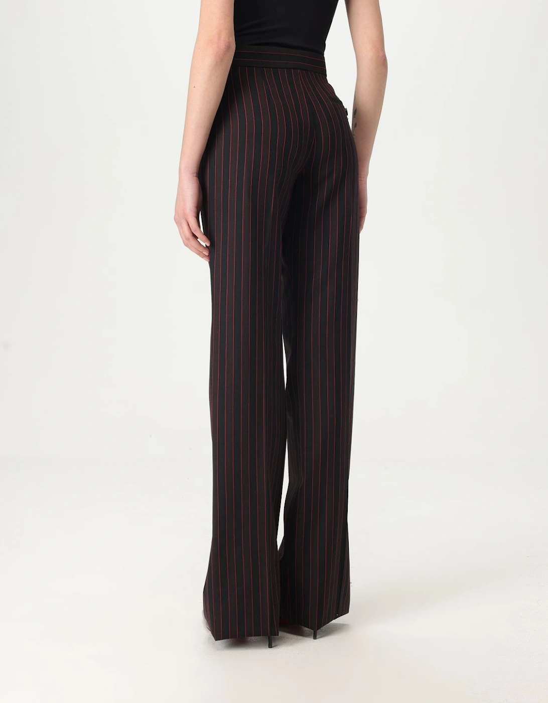 Wide Leg Pinstripe Trousers