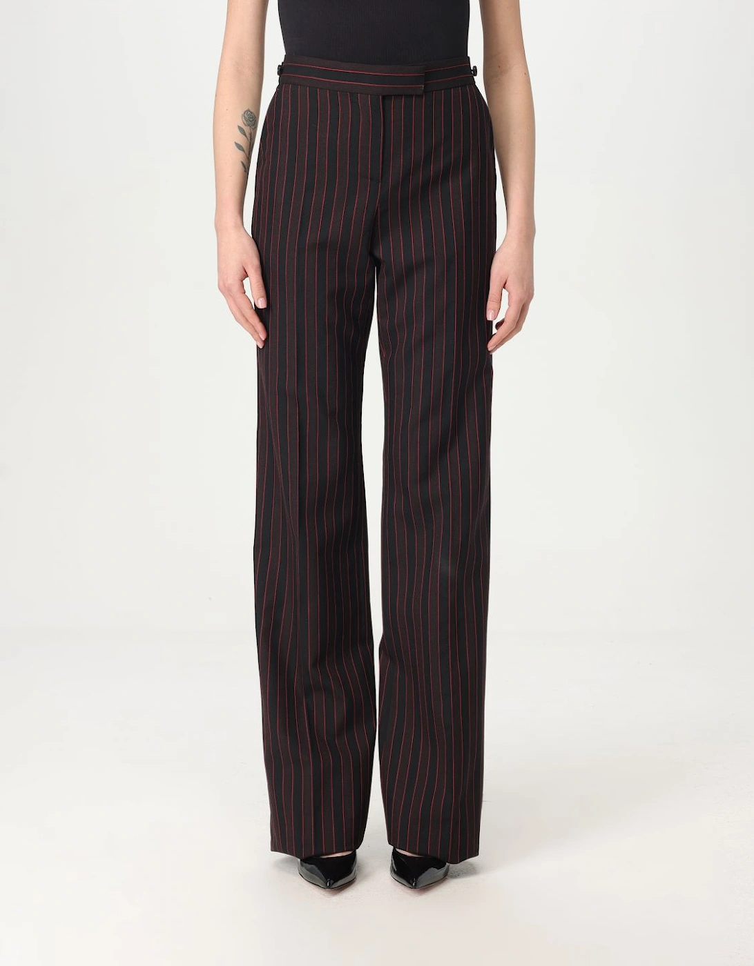 Wide Leg Pinstripe Trousers, 6 of 5