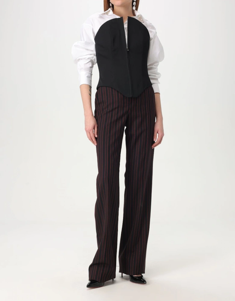 Wide Leg Pinstripe Trousers