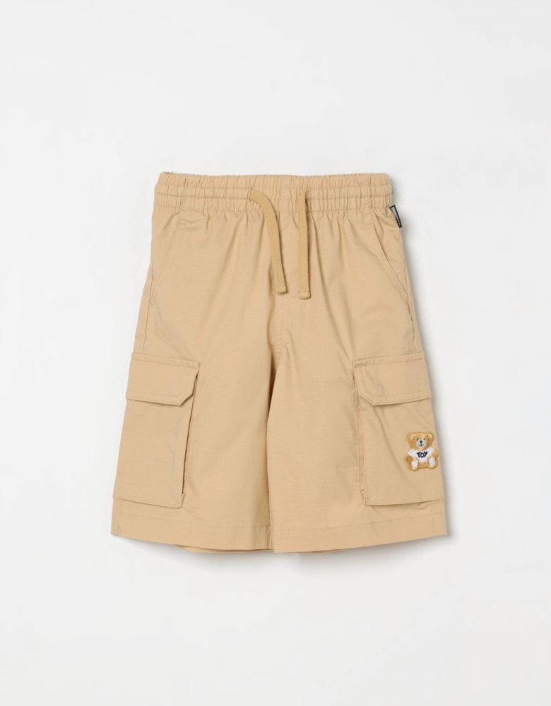 Kids Cargo Shorts with Teddy Bear Patch