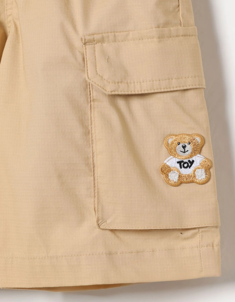 Kids Cargo Shorts with Teddy Bear Patch