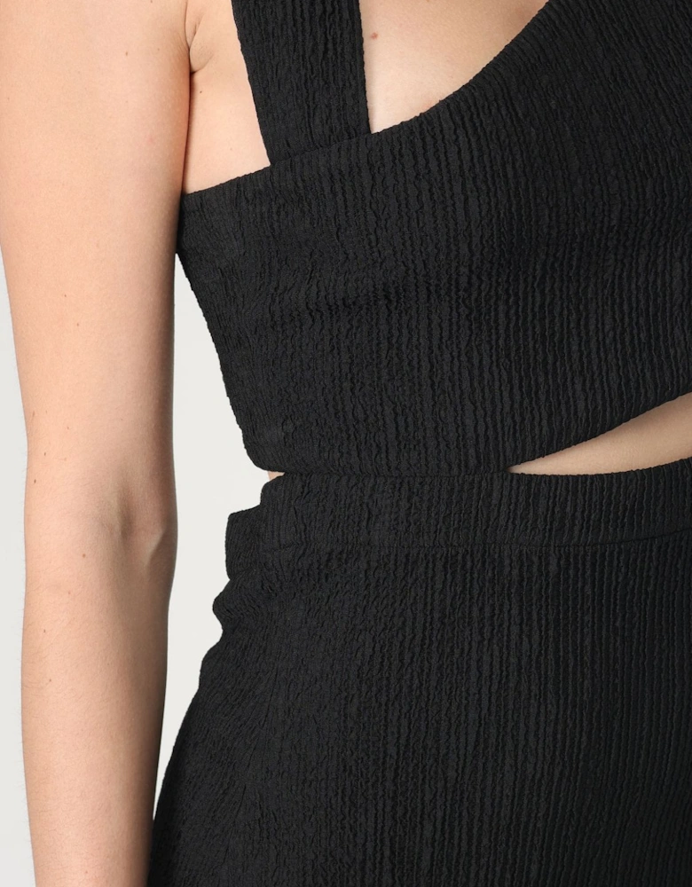 Cutout Midi Dress Textured Fabric