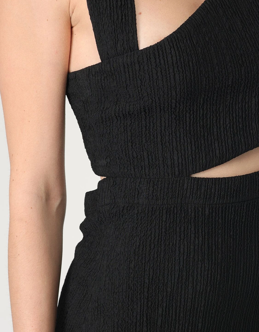 Cutout Midi Dress Textured Fabric