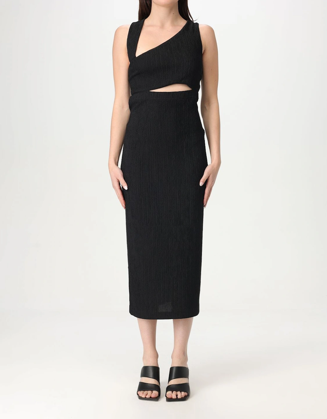 Cutout Midi Dress Textured Fabric, 4 of 3