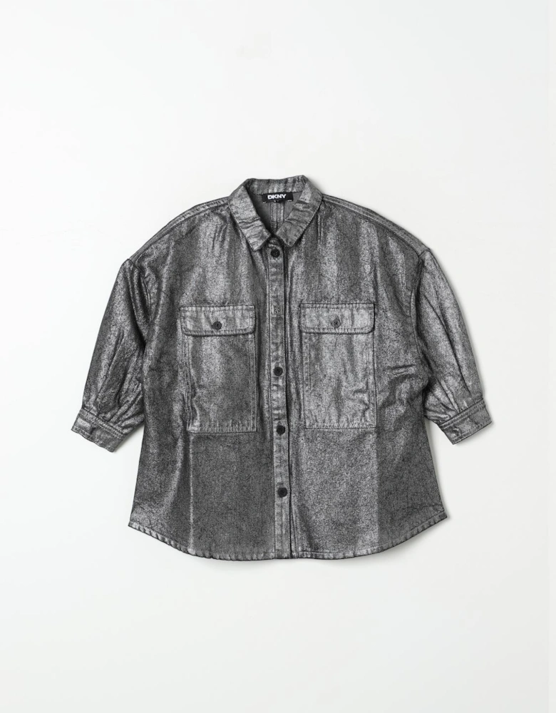 Metallic Silver Oversized Shirt