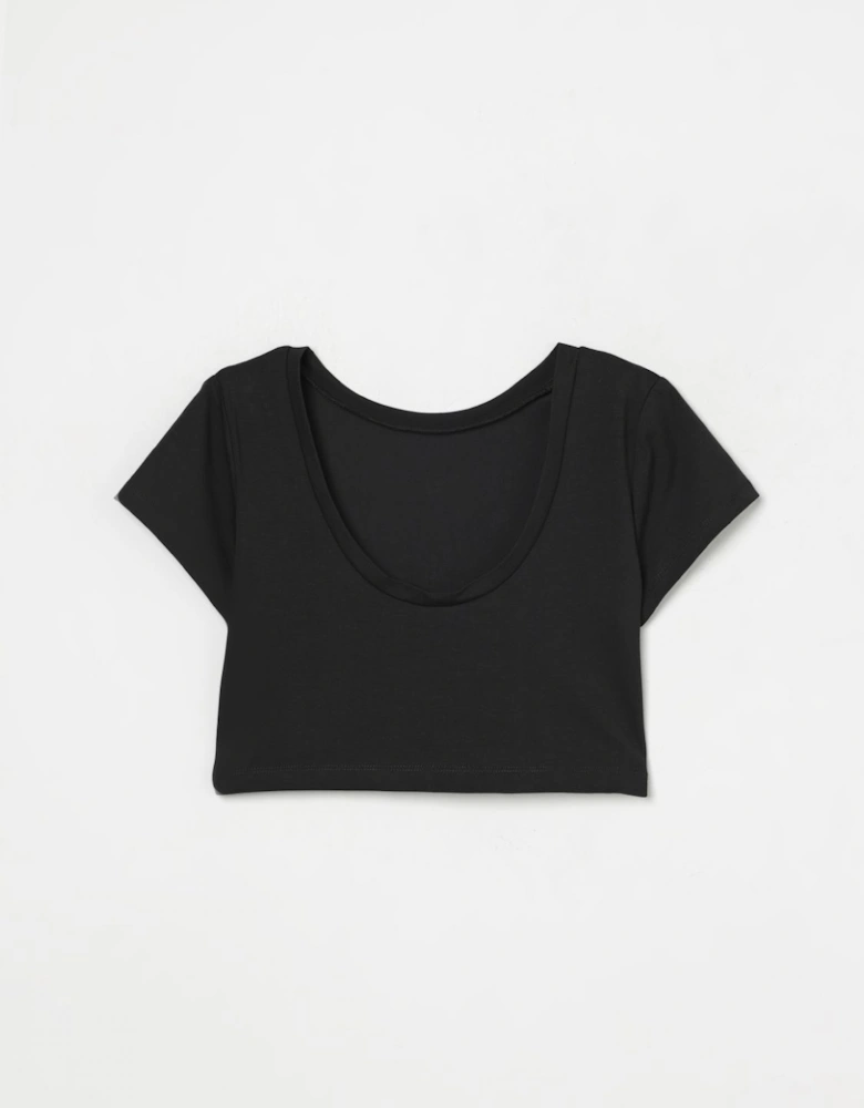 Cropped Rhinestone Detail Top