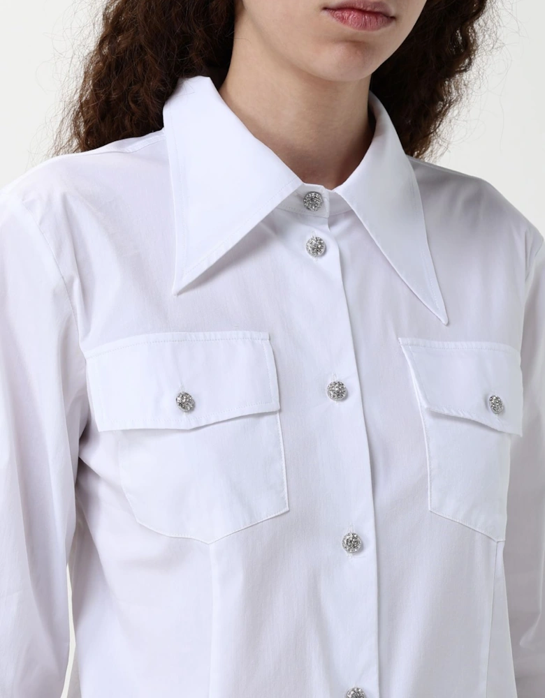 Poplin Shirt Rhinestone Buttons
