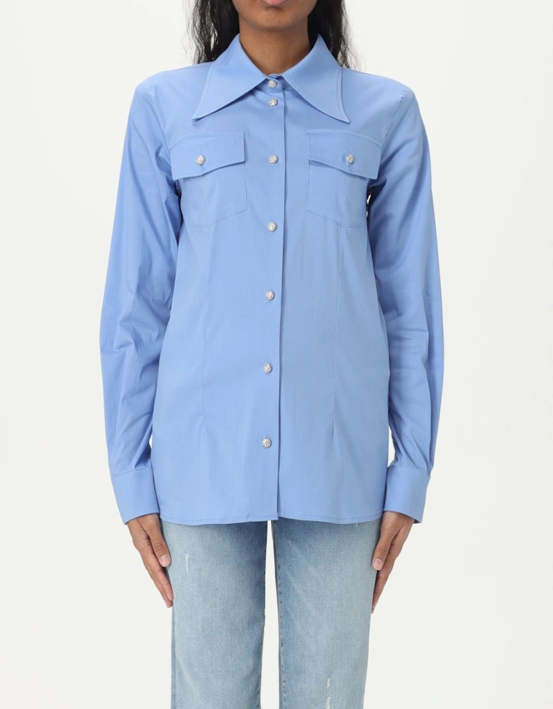 Poplin Shirt Rhinestone Buttons