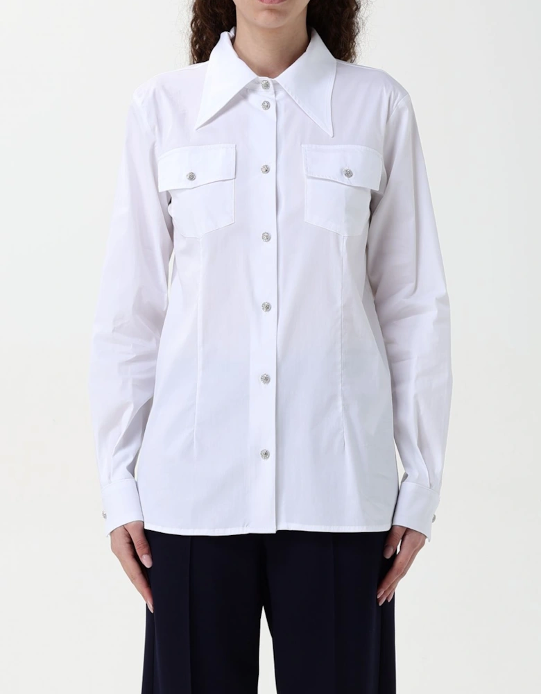 Poplin Shirt Rhinestone Buttons