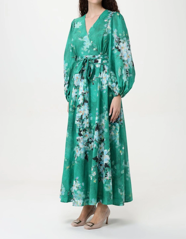 Floral Print Wrap Midi Dress