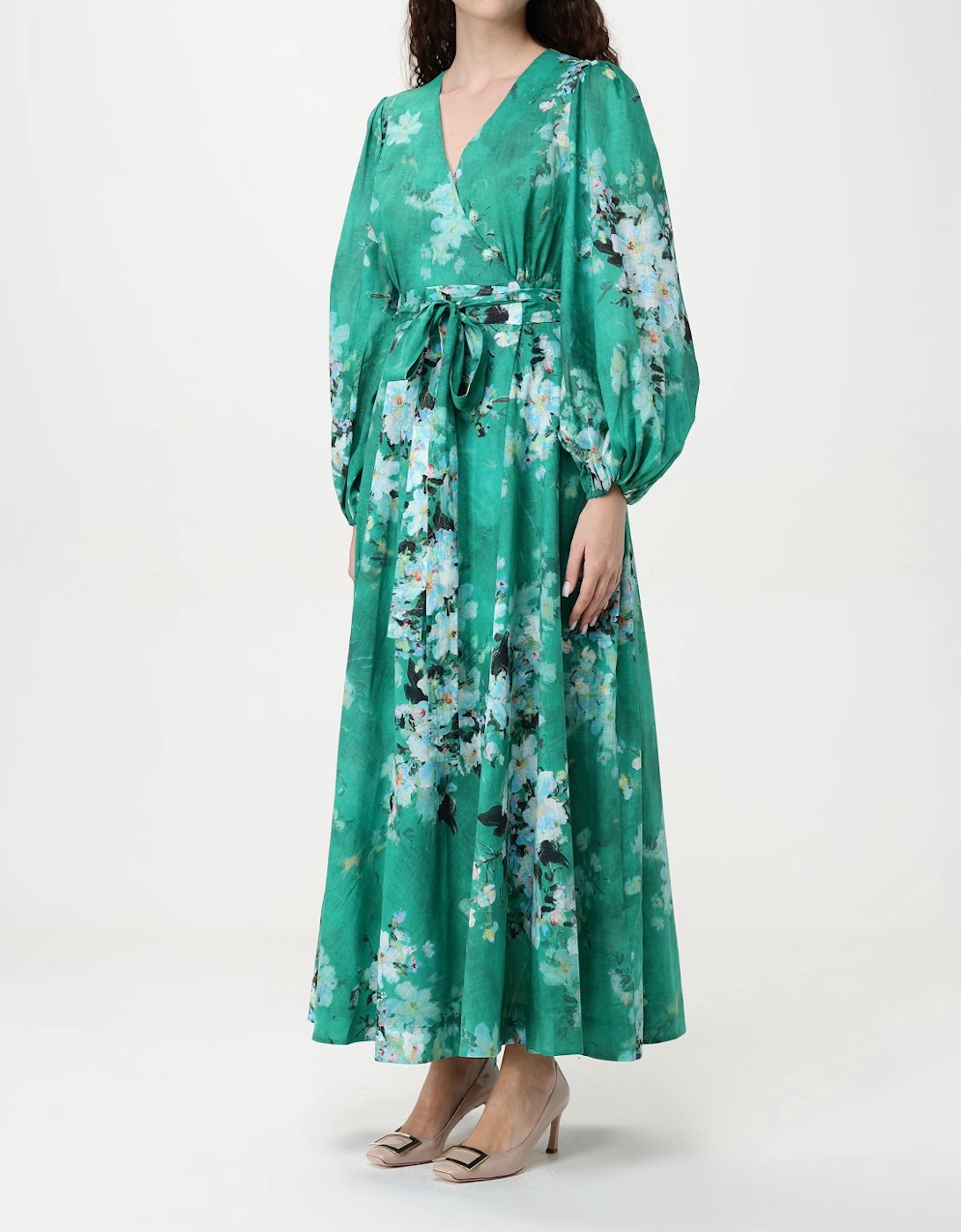 Floral Print Wrap Midi Dress