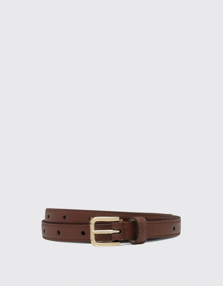 Leather Belt with Gold Buckle