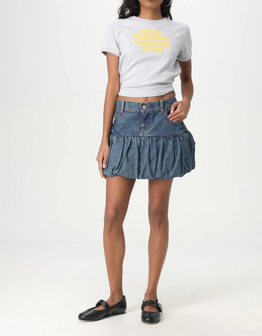 Balloon Denim Mini Skirt