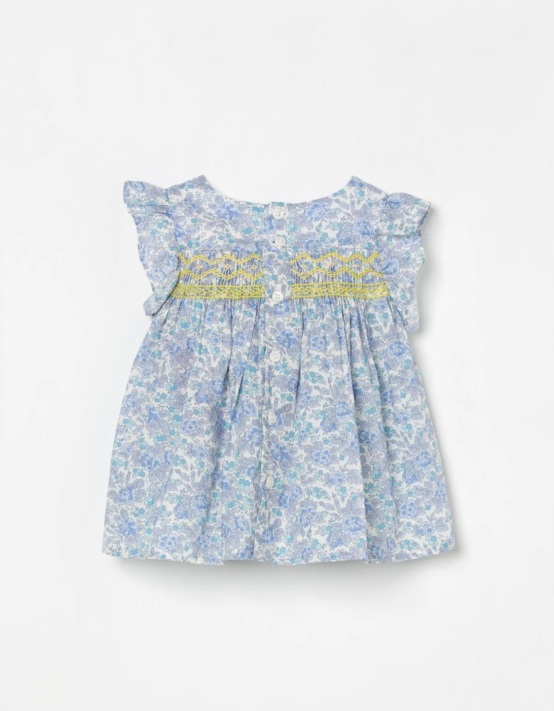 Floral Smocked Dress Flutter Sleeves