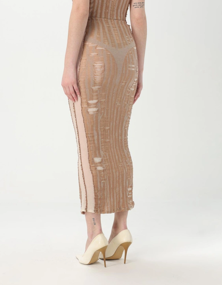 Distressed Knit Midi Skirt
