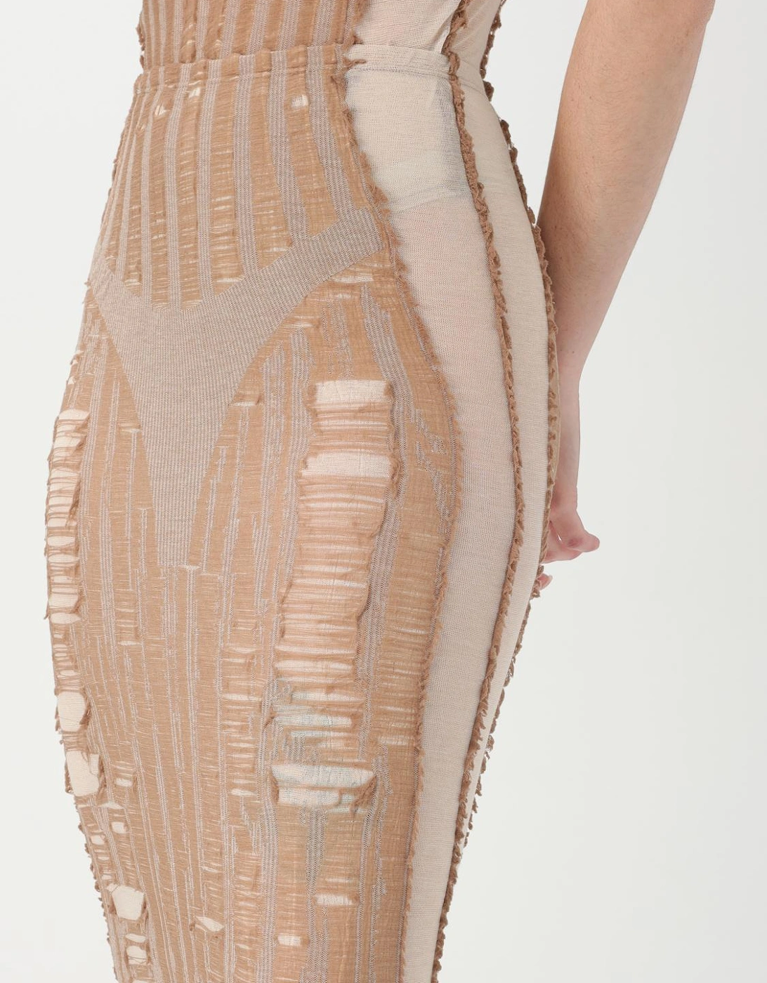 Distressed Knit Midi Skirt