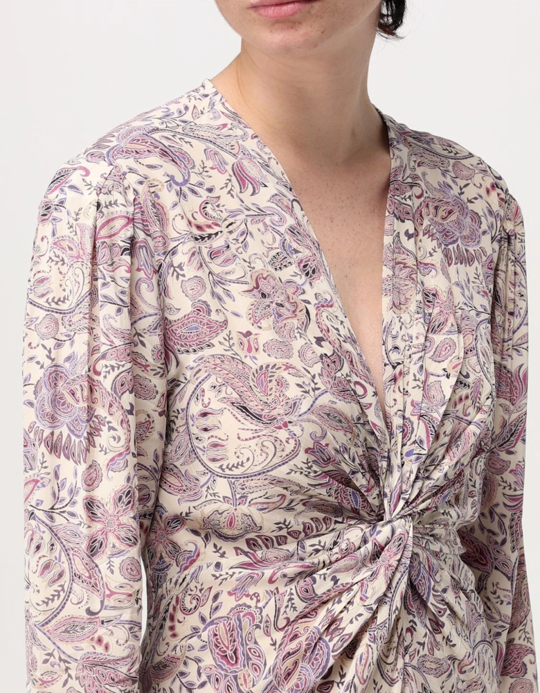 Paisley Print Midi Dress Twisted Waist