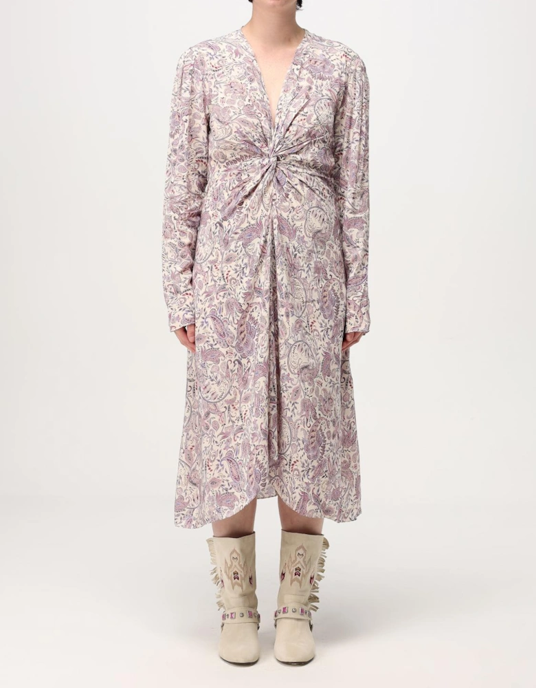 Paisley Print Midi Dress Twisted Waist
