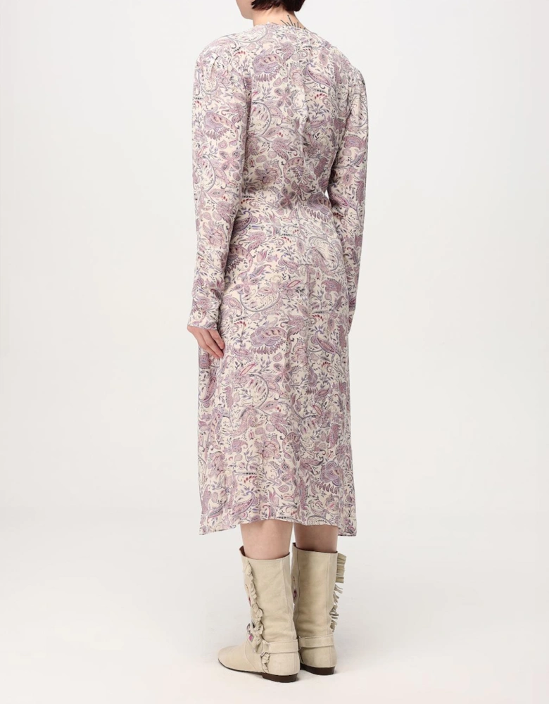 Paisley Print Midi Dress Twisted Waist