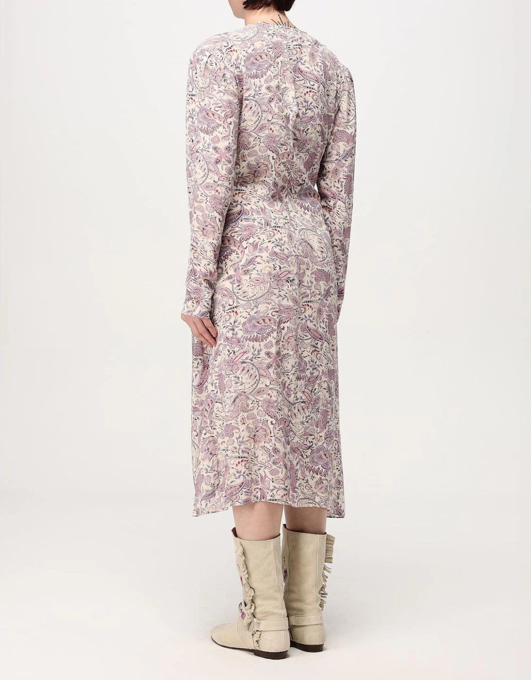 Paisley Print Midi Dress Twisted Waist