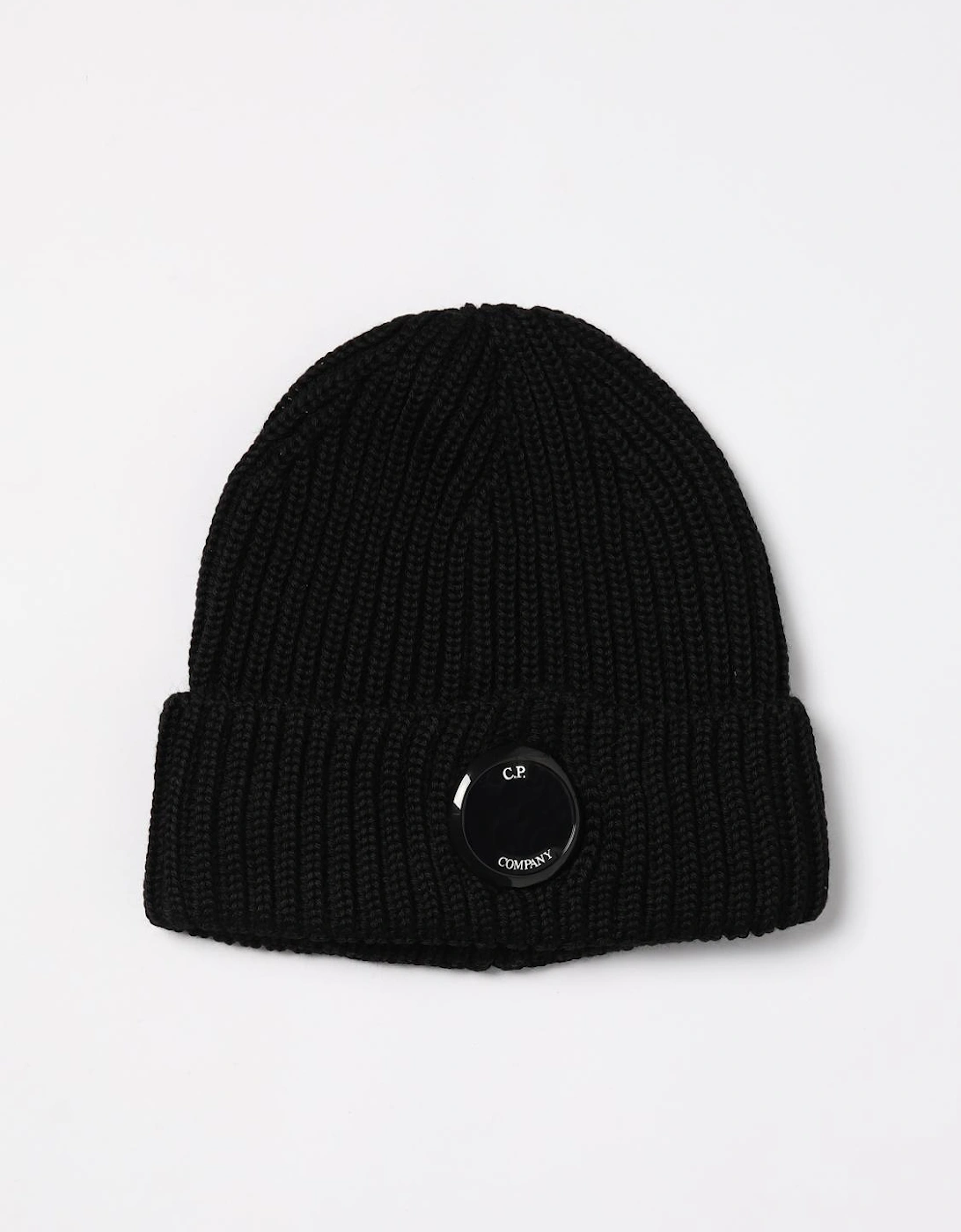 Ribbed Knit Beanie with Goggle Lens