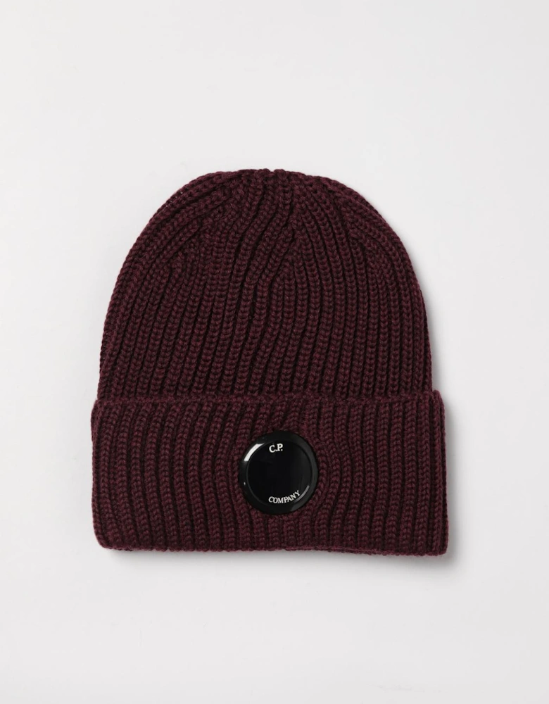 Ribbed Knit Beanie with Goggle Lens