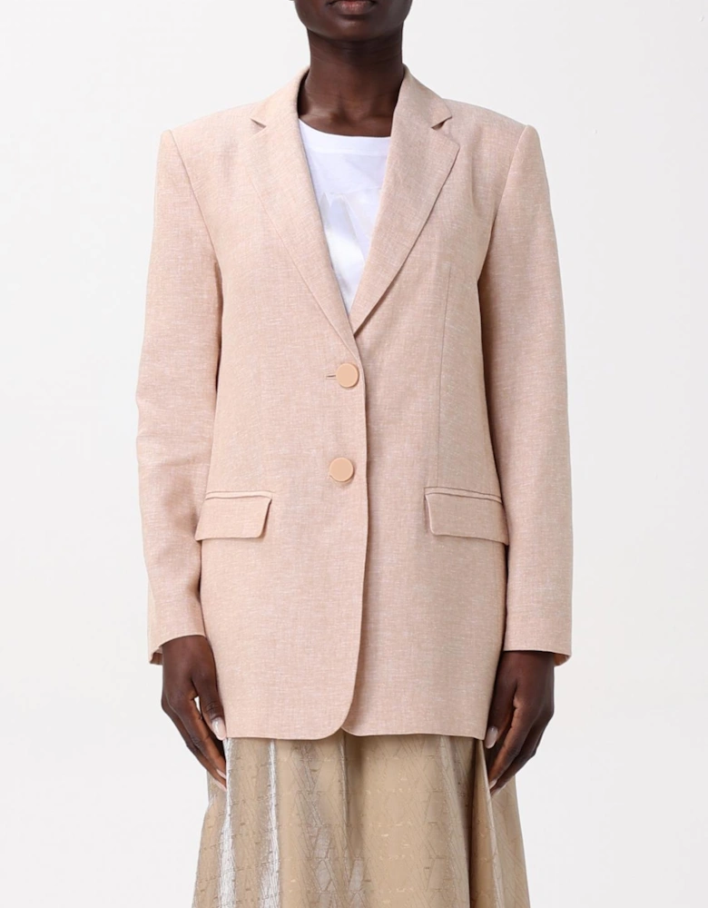 Linen Blazer Notch Collar Relaxed Fit
