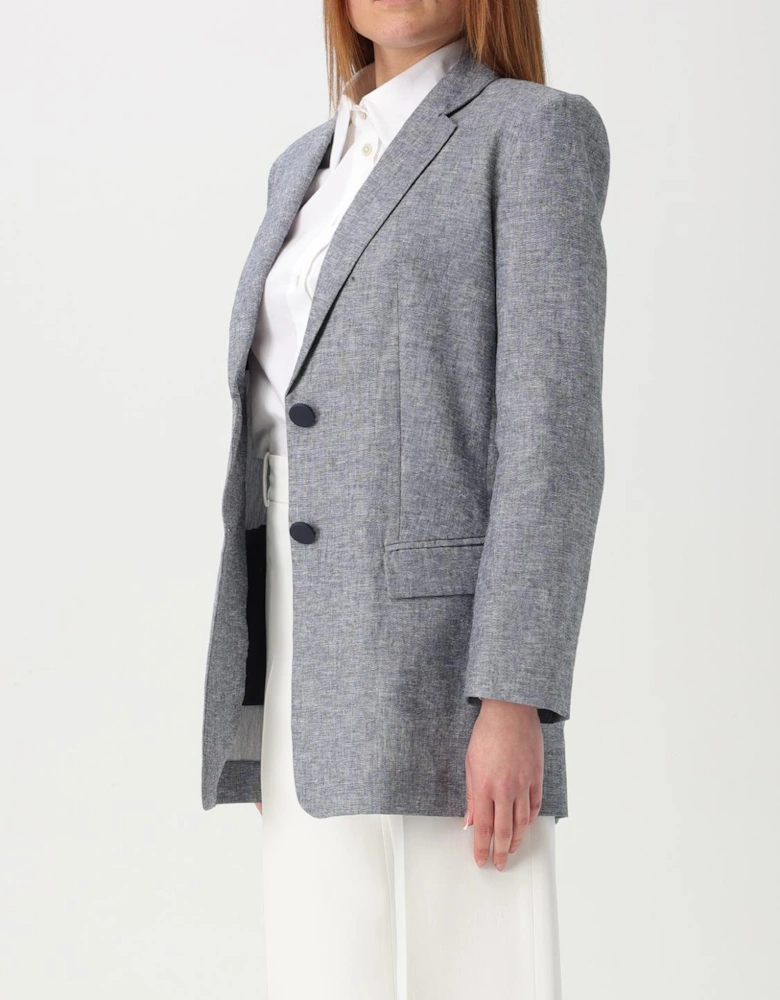 Linen Blazer Notch Collar Relaxed Fit