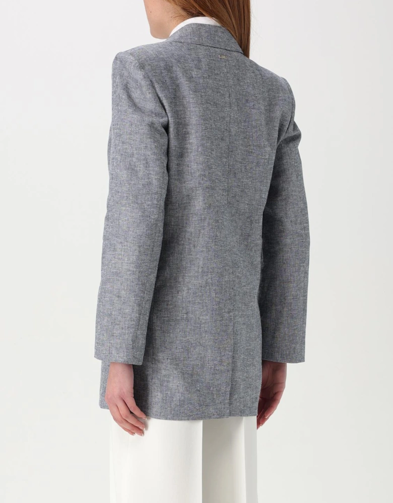 Linen Blazer Notch Collar Relaxed Fit
