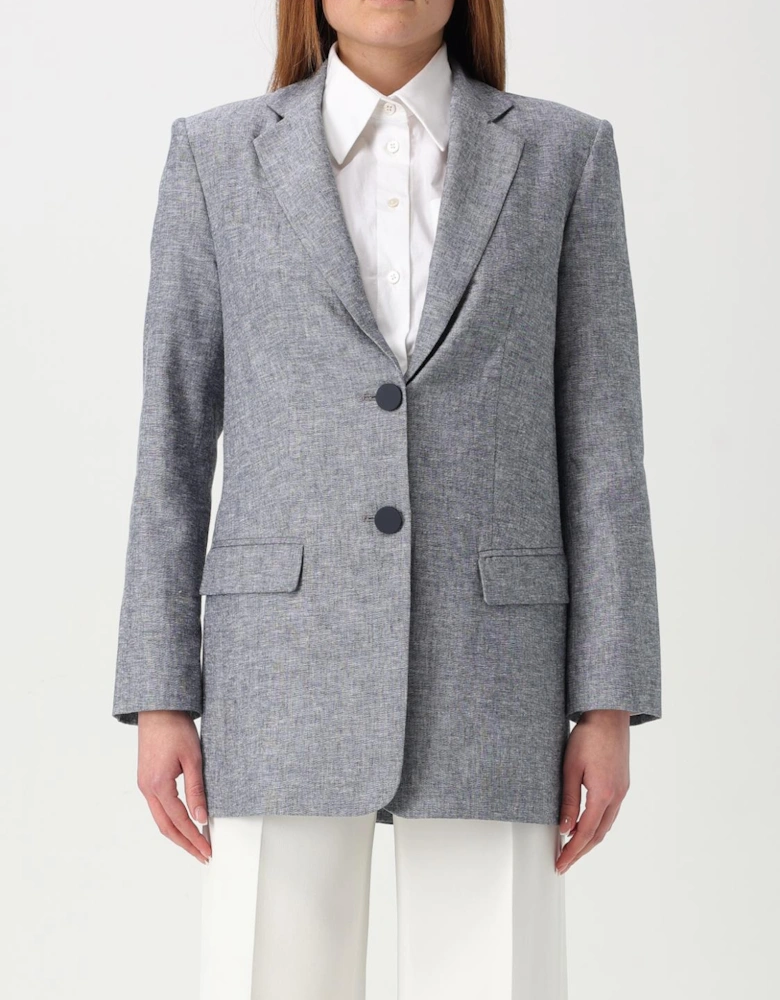 Linen Blazer Notch Collar Relaxed Fit
