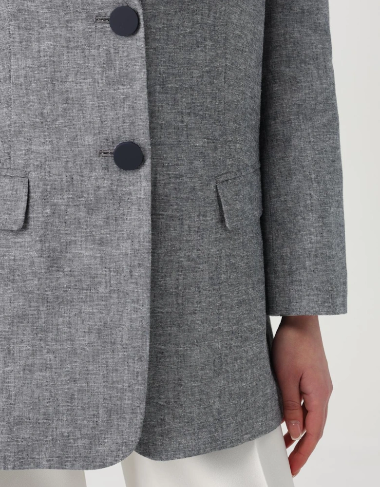 Linen Blazer Notch Collar Relaxed Fit
