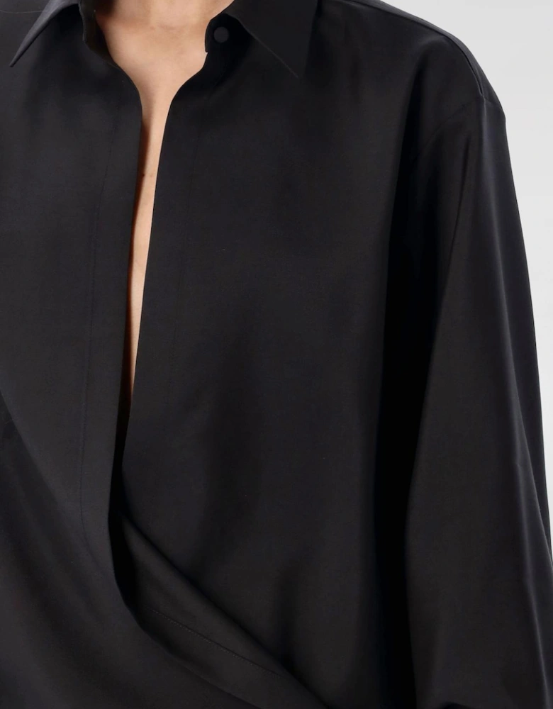 Draped Wrap Shirt Long Sleeves