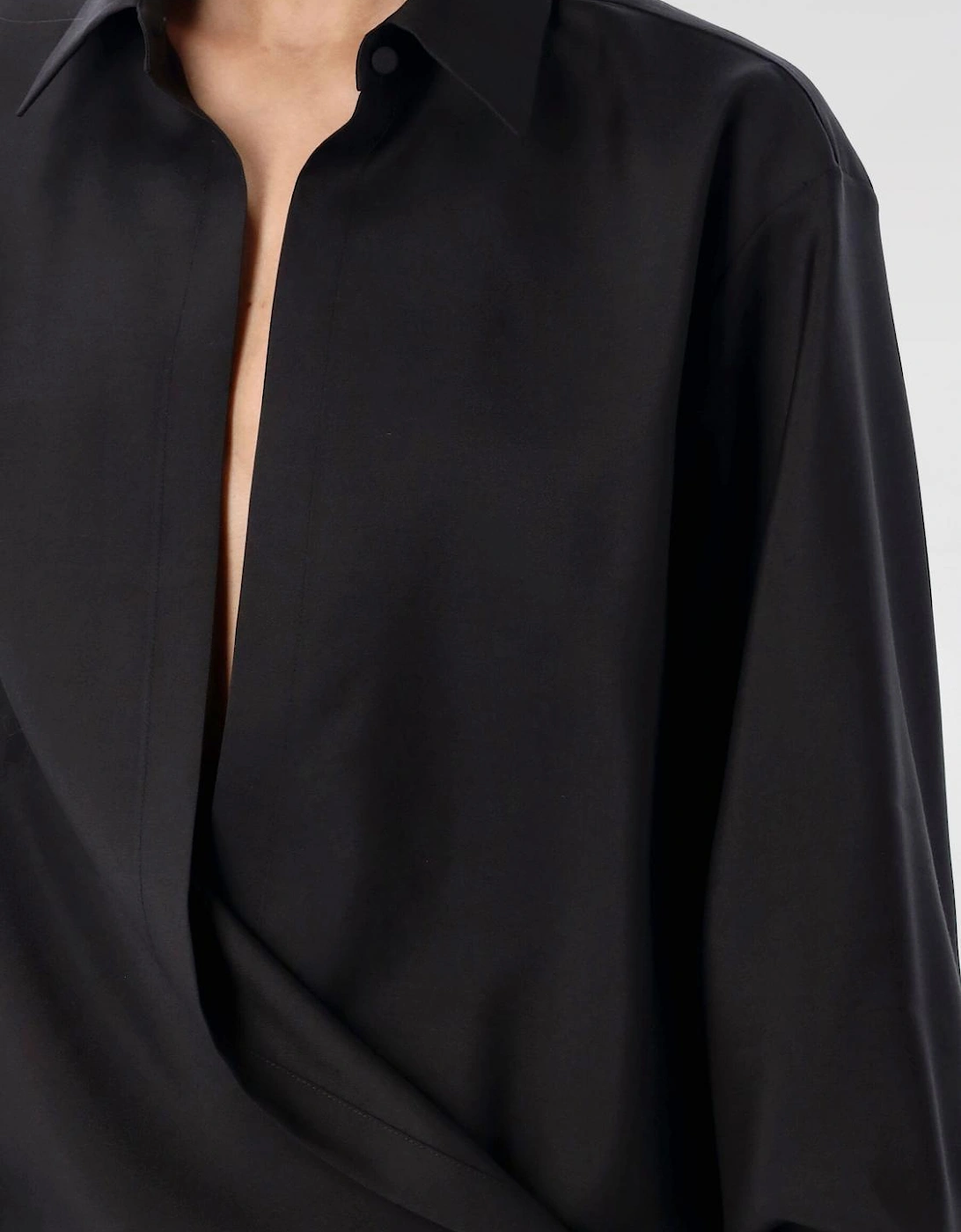 Draped Wrap Shirt Long Sleeves