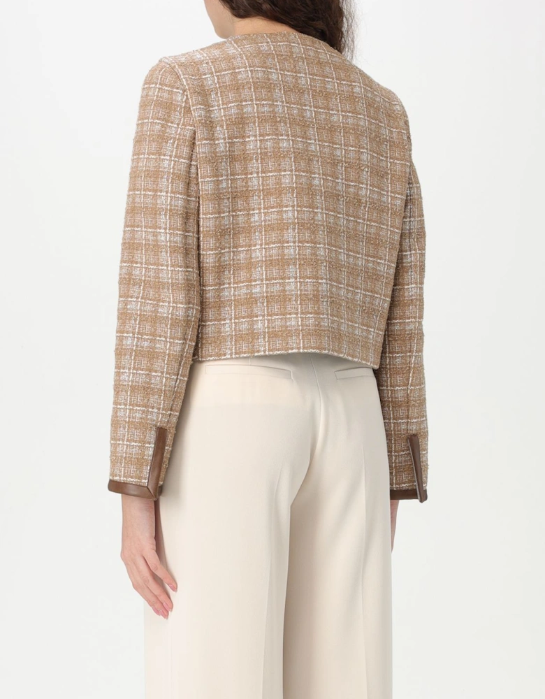 Cropped Tweed Jacket Leather Trim