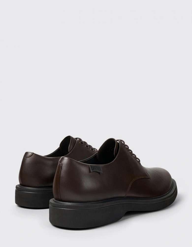 Leather Lace-Up Shoes With Flexible Rubber Sole For Comfortable Wear