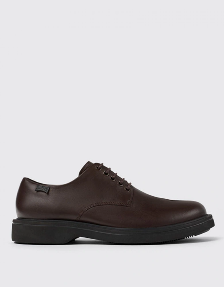 Leather Lace-Up Shoes With Flexible Rubber Sole For Comfortable Wear