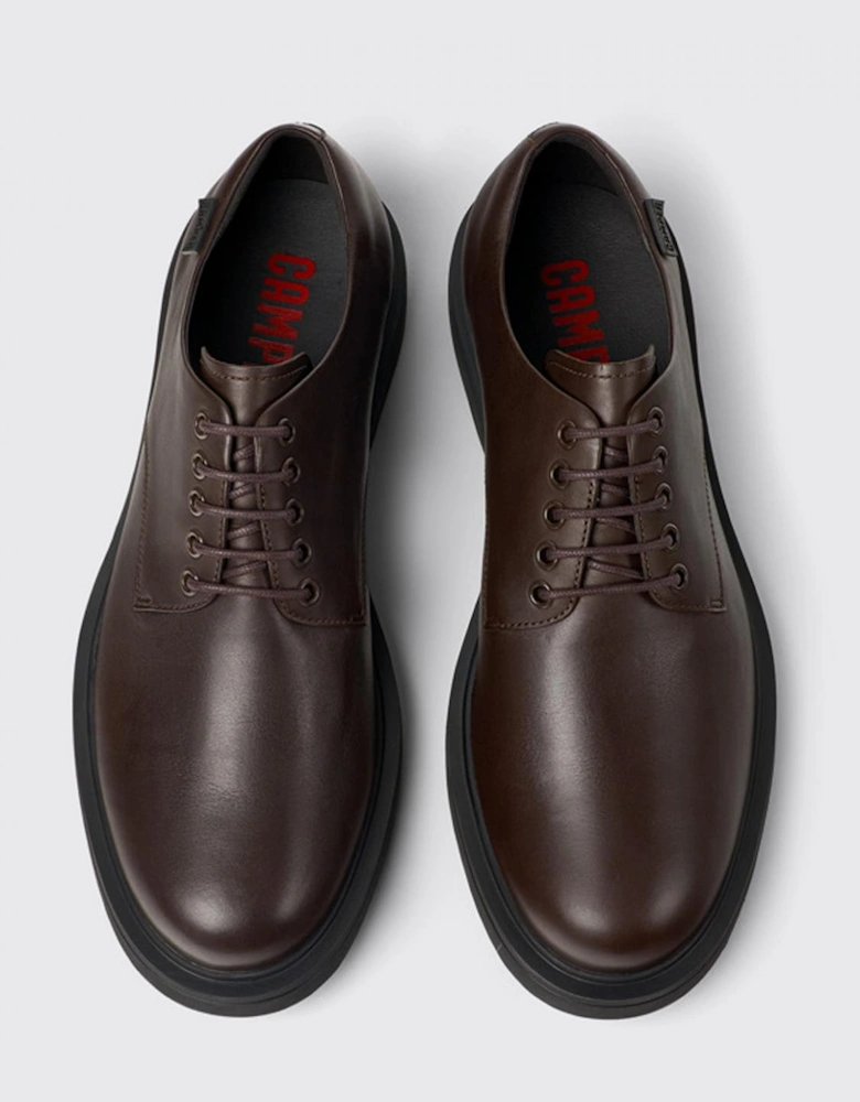 Leather Lace-Up Shoes With Flexible Rubber Sole For Comfortable Wear