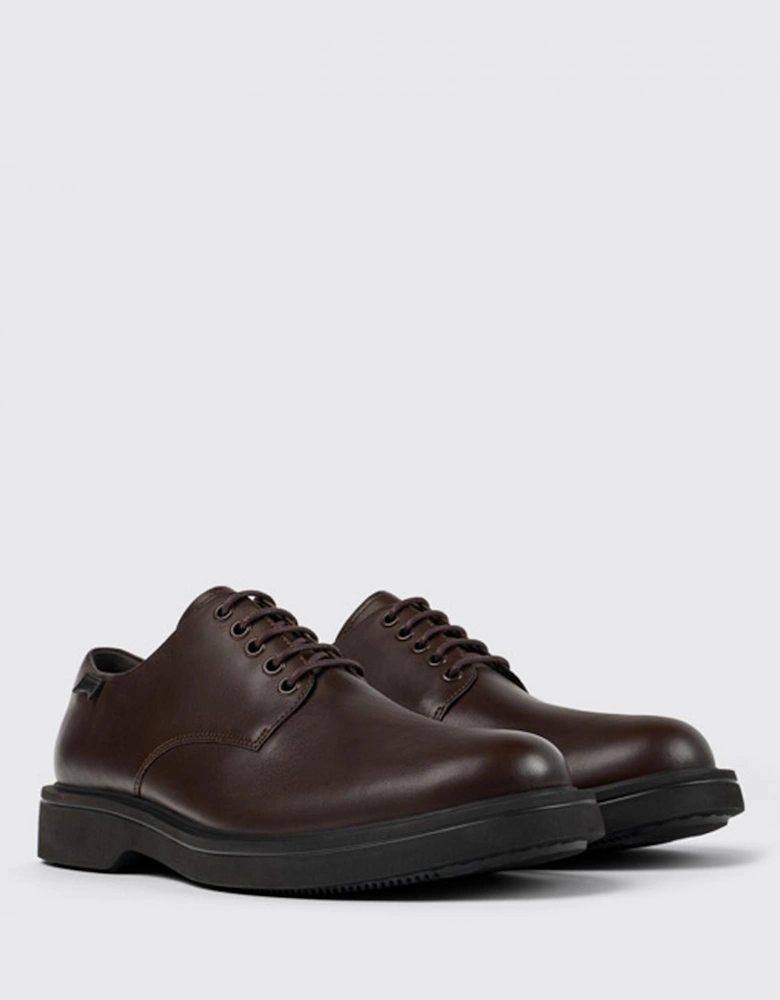Leather Lace-Up Shoes With Flexible Rubber Sole For Comfortable Wear